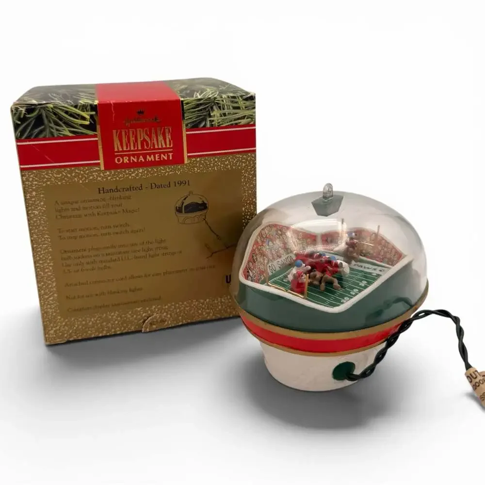 1991 Hallmark Keepsake Ornament Arctic Dome Football Magic Light and Motion